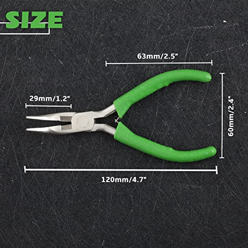 Mini Bent Nose Pliers with Serrated Jaw 4.7 Inches Bent Chain Nose Pliers for Jewelry Making Wire Cutter for Crafting and Repair Working in Tight Spaces - style: Bent Nose Pliers serrated jaws