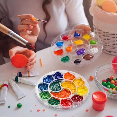 100 Pcs Large Clear Round Paint Tray Palette Disposable Watercolor Palette Acrylic Paint Pallet Color Mixing Tray for Painting Party Oil Watercolor Craft Supplies DIY - style: Round