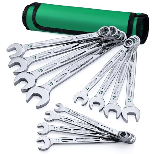 SK Combination Wrench Set, Metric 8 to 19mm, 12-Piece, Premium CR-V Steel - size: Metric
