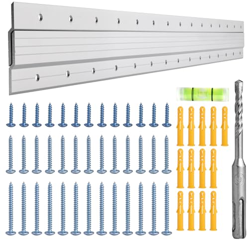 French Cleat Picture Hangers 41 Inch, Heavy Duty Z Clips Bracket, Up 250lbs - color: Silver, size: (1 Pair) 41-inch