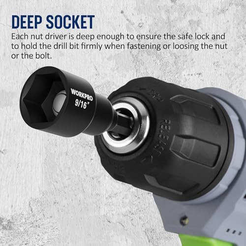 WORKPRO 6 PCS Magnetic Nut Driver Set, 1/4" Hex Shank, CR-V Steel, SAE - size: 6PCS Magnetic Nut Driver Set