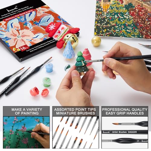 Brusarth Detail Paint Brushes, Miniature Paint Brushes Set, 16 pcs - size: 16 Pieces