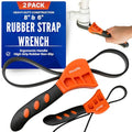 2-Pack Rubber Strap Wrench Set, Max Diameter 6" and 8" Heavy Duty Adjustable Strap Wrench Plumbing, Oil Filter, Shower Head, Sink, Pipe, Jar Opener, Non-Slip Grip Wrench (Orange)