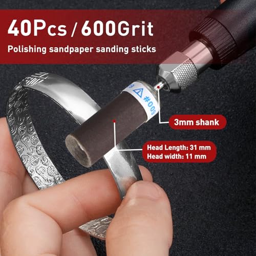 40 Pcs 600 Grit Sanding Drums for Rotary Dremel Tool - style: 600 Grit 40 Pcs