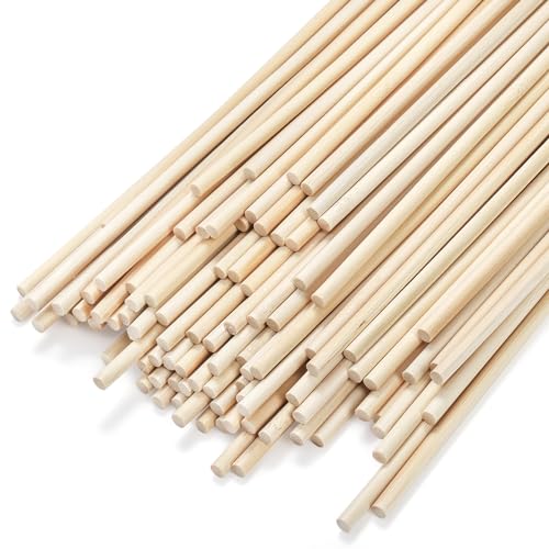 Cididu 300 Pcs Wooden Dowel Rods, 1/4 x 14 Inch Round Wooden Sticks Craft Sticks, Unfinished Natural Bamboo Sticks for Christmas Gift, Thanksgiving, Crafts Arts and DIYers (Pack of 2) - size: 14 inches x 0.25 inches (Pack of 2)