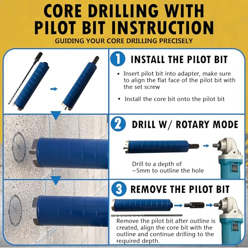 1-1/4" Dry Diamond Core Bit w/Pilot for Brick & Block, 5/8"-11 - size: 1-1/4"
