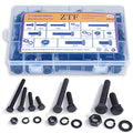 224 PCS Metric M6 M8 M10 Heavy Duty Hex Cap Bolts and Nuts Flat & Lock Washers Assortment Kit, 12.9 Grade Alloy Steel Metric Fully Thread Hexagon Allen Machine Bolt, 8 Most Common Sizes, DIN 933 - style: black-M6 M8 M10 Hex Bolts