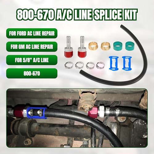800-670 A/C Line Splice Kit For 5/8 Line With No.10 Hose 800670 Air Conditioning Repair Splice Connector Splicer Coupler Kit For 5/8 AC Line to Hose Repair (Line-K670) - size: Line-K670