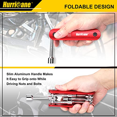 HURRICANE 6 in 1 Folding Nut Driver Set Metric, Hex Nut Driver Set, Folding Socket Wrench, Cr-V Steel Shank, Portable Premium Aluminum Handle. Easy to Carry Out. 5mm, 6mm, 8mm, 9mm, 10mm, 12mm - size: 5mm, 6mm, 8mm, 9mm, 10mm, 12mm