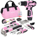 FASTPRO 12V Pink Drill Set for Women, Home Tool Set with Bag - color: Pink