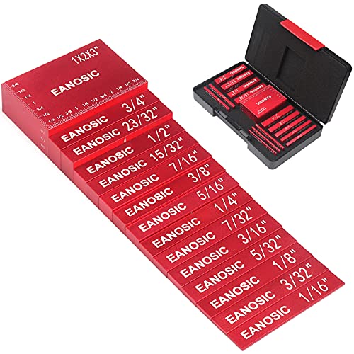 EANOSIC Setup Blocks Height Gauge Set, 15pcs Precision Aluminum Setup Bars for Router and Table Saw Accessories Woodworking Set Up, Bars Include Laser Engraved Size Markings - style: 15 Pcs-INCH