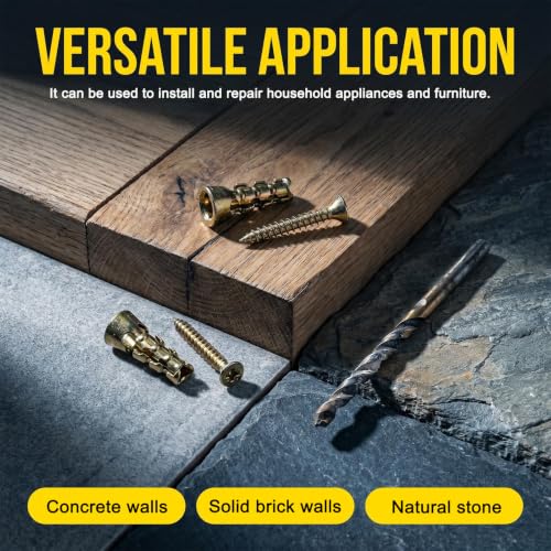50 Pack 6×14mm Short Expansion Screw Set, Cabinet Hinge Repair Stripped Thread Restoration, Suitable for Tile Stone Wood and More