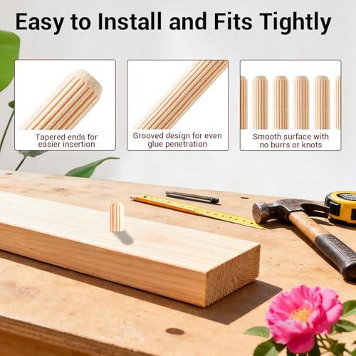 280PCS Wood Dowels, 1/4 inch Wooden Dowel Pins for DIY - size: 1/4", 280PCS