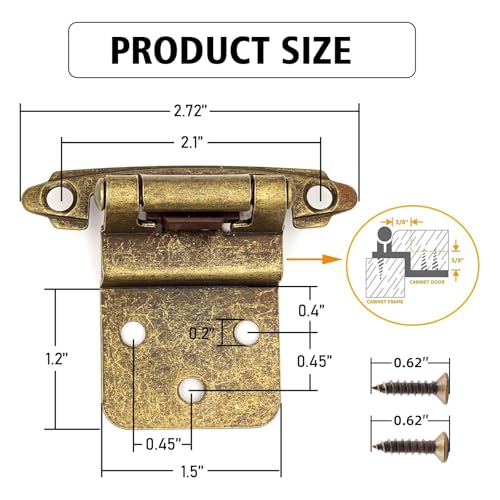 30 Pack (15 Pairs) 3/8 Inch Inset Antique Brass Hinges Self Closing - color: Antique Brass, size: 30 Pack (15 Pairs)