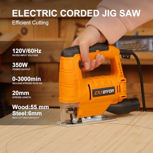 Jig Saw,350W 45 Bevel Cutting, 0-3000RPM Wood Cutter Hand Saw