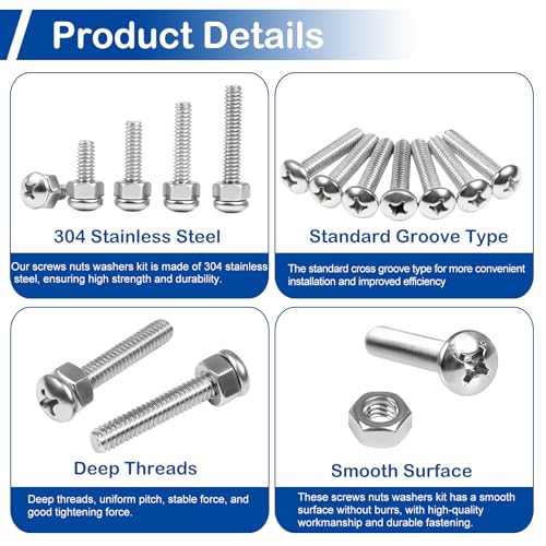 1/4-20 x 1/2" to 1-1/2" Pan Head Machine Screws Kit for Furniture Assembly - size: 1/4-20