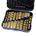 COMOWARE 230 Pcs Titanium Coated Drill Bit Set for Wood, Metal, Plastic & Aluminum Alloy - 3/64" to 1/2" with Storage Case - style: 230 Pcs