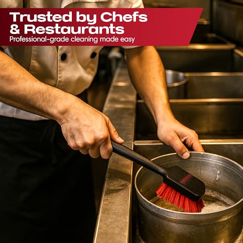 20" Deep Fryer Cleaning Brush by FryOilSaver Co., Up to 425°F High Heat Resistant Pot Cleaning Brush for Kitchen Deep Fryers, Commercial Grills, Ovens & Waffle Makers for Food Service & Restaurants - size: 20 Inches