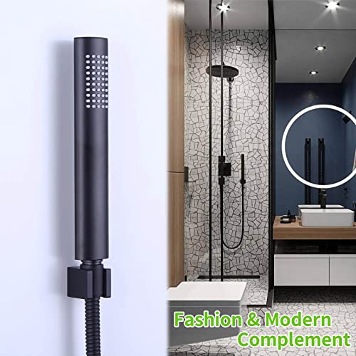 Angle Simple Shower Wand Holder Wall Mount, Solid Brass, Matte Black - color: Matte Black