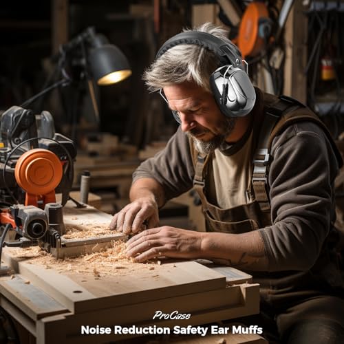 ProCase Hearing Protection Ear Muffs SNR 33dB, Noise Cancelling Headphones - color: 1 - Metalic Black