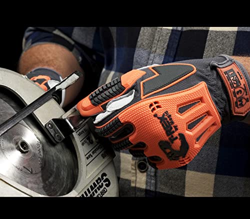 MAGID T-REX Windstorm ANSI A4 TRX744 Impact Glove, 36 Pairs, 8/Medium, Hi-Vis Safety Orange & Grey - size: 8/M, style: 36 Pairs