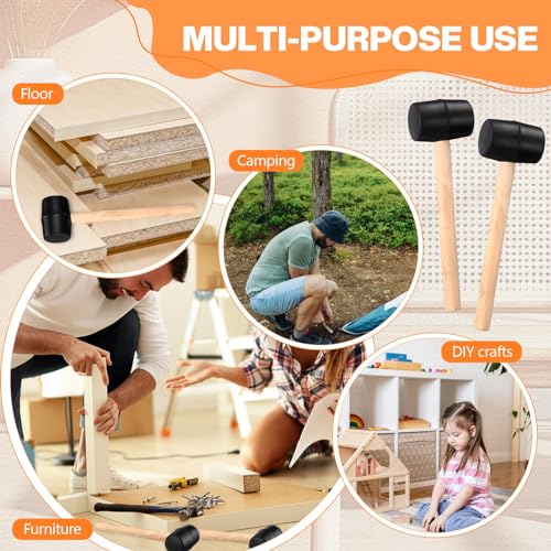 12 Pcs 7 oz Rubber Mallet Hammer with Wooden Handle