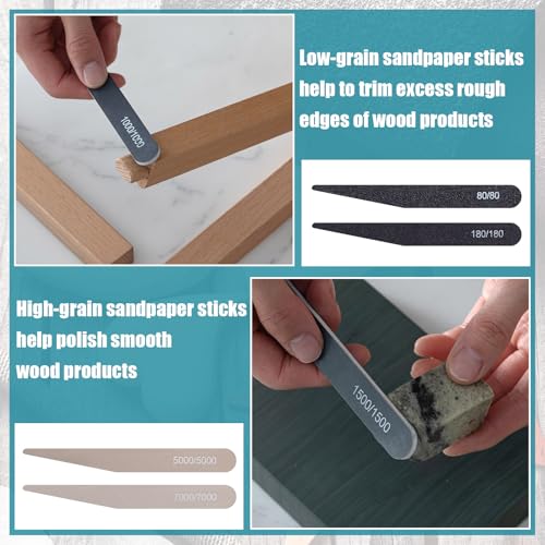 Honoson 20 Pcs Sanding Sticks for Plastic Models Polishing Sticks Assorted Metal and Wood Sanding Tools Accessory for Model Craft Amateur Beginner(Low Grits Rating,Stylish Style) - style: Stylish Style