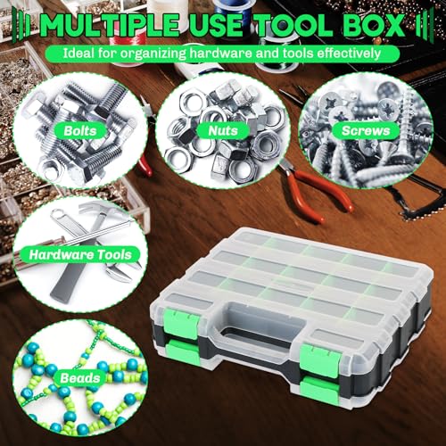 Small Parts Organizer Storage Case Tools Box 34-Compartments - color: Green