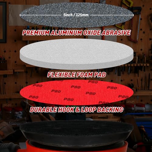 20 Pcs 5 Inch Sanding Sponge Disc Set, 240 Grit Hook and Loop Foam Sanding Pads, Washable Reusable Sandpaper Assortment for Random Orbital Sander, Wood, Metal, Auto, Wet Dry Finishing - color: 240 Grit, size: 5 Inch