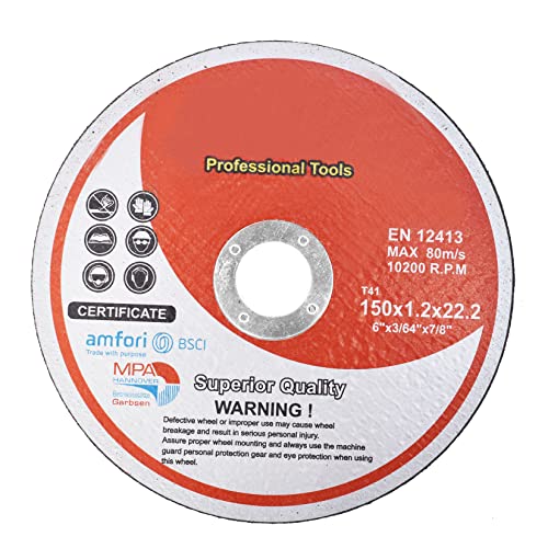 findmall 100 Pack 6" x.045 x7/8" Cut-Off Wheel - Metal and Stainless Steel Cutting Discs, Fir for Cutting Steel, Iron, Plastic, Stainless Steel, Etc - size: 100pcs 6"*0.045"*7/8"
