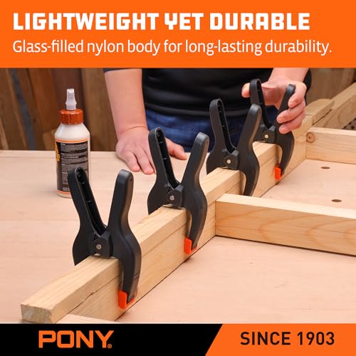 PONY 14-Piece Spring Clamp Set, Nylon Spring Clamps - size: Mixed Size Set (3-5/8", 4-1/2", 6-1/8", 7-1/2")