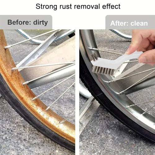 3pcs Wire Brush Set Nylon Brass and Stainless Steel Bristle Brushes with Curved Nonslip Handle for Rust Paint Dirt and Grime Removal Heavy Duty Cleaning Tool 7 Inch White