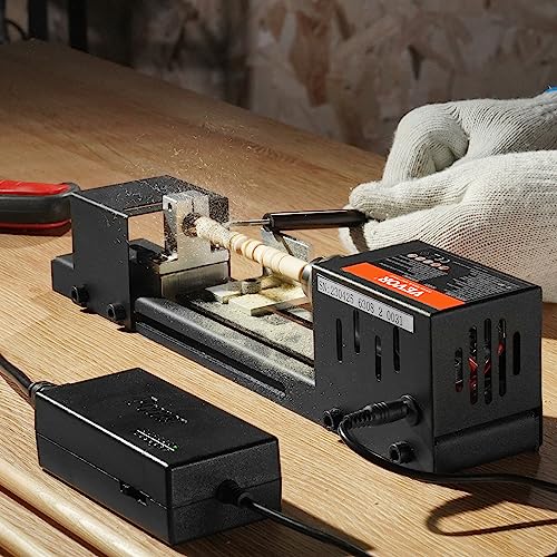 VEVOR Mini Lathe Machine, 2.76 in x 6.3 in, 24VDC 96W Mini Wood Lathe Tools Milling Machine Accessories, 7 Speeds 4220/5300/5650/6350/6660/7050/8450 RPM, for DIY Woodworking Wood Drill Rotary Tool - size: 2.76 in x 6.3 in