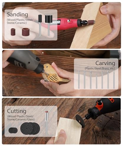HARDELL 227Pcs Rotary Tool Kit w/ 1/8" Shanks, Sanding & Carving Orange - color: Orange+white