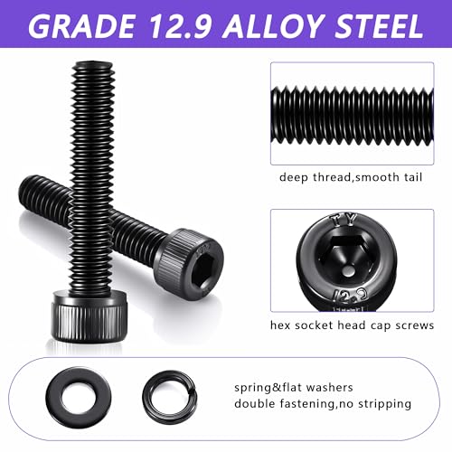 1760pcs M2 M3 M4 M5 Metric Screw Assortment, Grade 12.9 Alloy Steel Hex Socket Head Cap Bolts and Nuts Kit, Black Zinc Plated and Anti Rust Screw Set with 4 pcs Hex Wrenches - color: Black-Hex Socket Head Cap 1760 Pcs