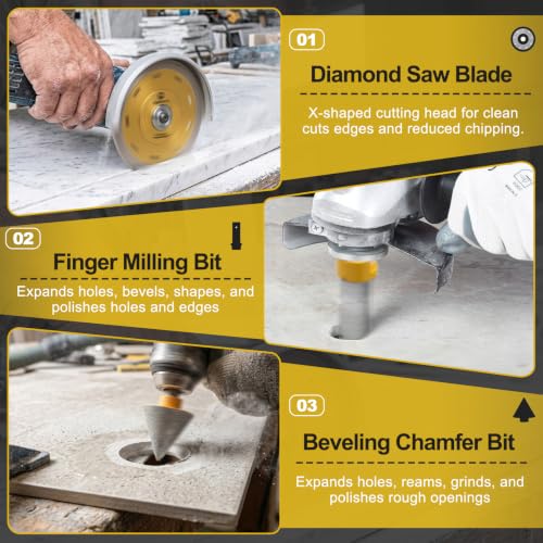 Diamond Tile Hole Saw Kit-15Pcs,Core Drill Bits for Ceramic,Glass