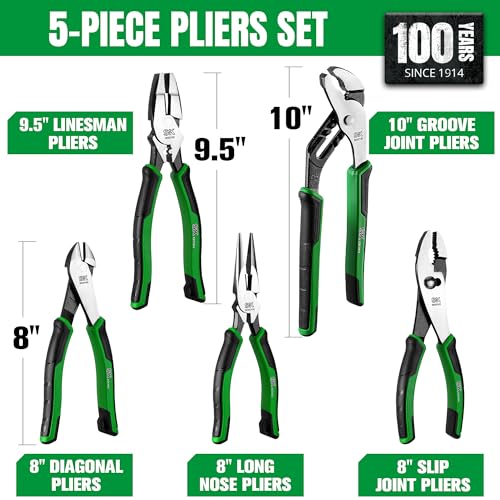 SK 5-Piece Pliers Set, Anti-slip Handle, with EVA Foam Tool Organizer - style: with EVA Organizer