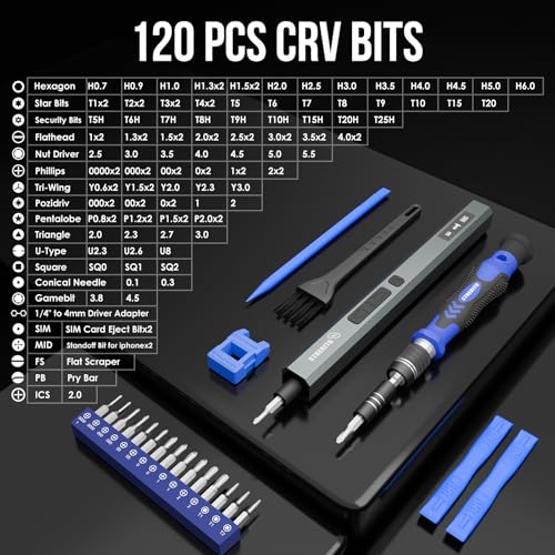 STREBITO 144-Piece Upgraded Electric Screwdriver - color: Upgraded-blue