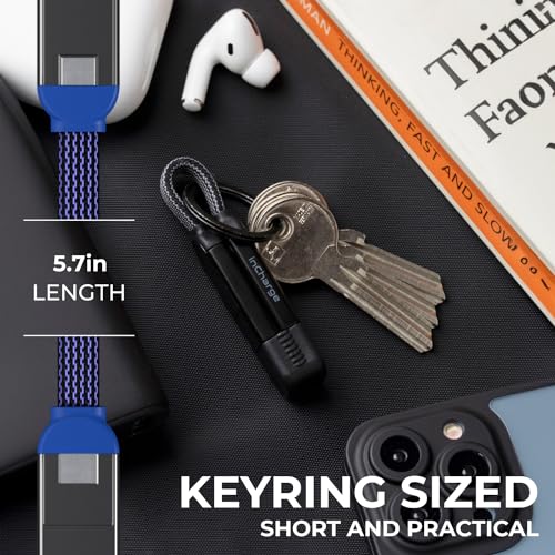 Rolling Square, inCharge X, Multi Charging Cable, Portable Keychain 6-in-1 with 100W Ultra-Fast Charging Power, Sapphire Blue, Multi Charger - color: Sapphire Blue