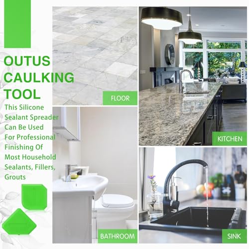 Outus 2 Pcs Caulking Tool Silicone Grout Scraper for Sealing, Light Green - color: Light Green