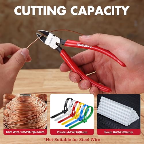 ARROW 6" Precision Wire Cutters, Precision Flush Cut Diagonal Pliers - size: 6 Inch