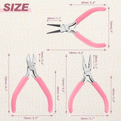 Mini Jewelry Pliers Set 3 Pcs Jewelry Making Tools Pliers Kit - style: Long Nose & Round Nose & Diagonal Pliers
