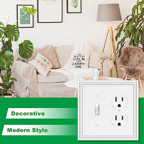 2 Pack White Modern Decorative Toggle/Duplex Outlet Covers Wall Plate - size: 2 Gang Toggle/Duplex