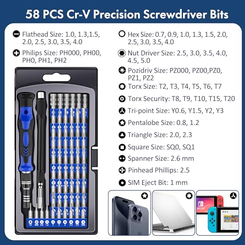 XOOL 82 in 1 Precision Screwdriver Set, Magnetic Electronics Repair Tool Kit with Flexible Shaft and Extension Rod, Compatible for PC, Laptop, iPhone, PS4, PS5, Xbox, Camera, Computer, Tablet - size: 82 in 1