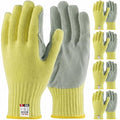 5 Pairs Work Gloves Women & Men Small, 7-Gauge Aramid Knit with Cowhide Leather Palm, Heavy Duty Cut Resistant Safety Gloves for Glass Handling, Metal Fabrication, Construction & Workshop - size: 5pcs-Small, style: Aramid Leather