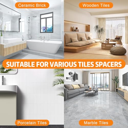 DGSL 3500 Pcs Tile Spacers 1/8 Inch, Tile Leveling System with Hammer | Tile Installation Tools for Ceramic Tile and Stone Installation, Tile Leveling Clips Helps DIY and Professional Tile Layer - size: 1/8 x 3500