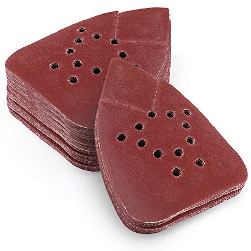 LotFancy 220 Grit Sanding Pads for Black and Decker Mouse Sanders, 50PCS Hook and Loop Sandpaper Sheets - 12 Hole Detail Palm Sander Sand Paper - size: 220 Grit