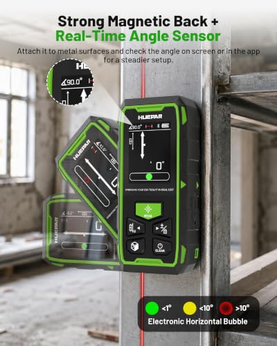 Huepar 2026 Upgraded Dual Laser Distance Meter, 395Ft, Phone App, USB-C