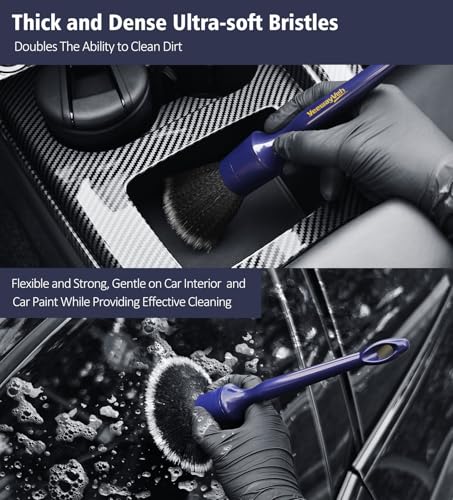 YeewayVeh 3PCS Car Detailing Brush Set, Ultra Soft, Indigo/Black - color: Indigo/Black