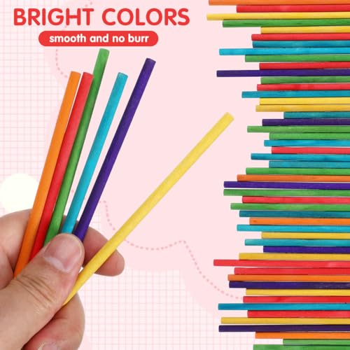 Healifty Wooden Craft Sticks, 50-Pack 5.9 Inch Colorful Round Dowels